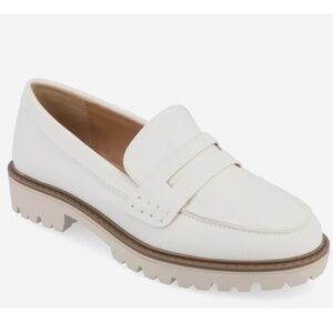 Journee Collection Kenly Penny Loafers - Women’s Size 6.5 (Bone/White)